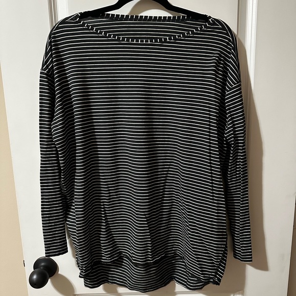 Lululemon black/white striped long sleeve. - Picture 2 of 5
